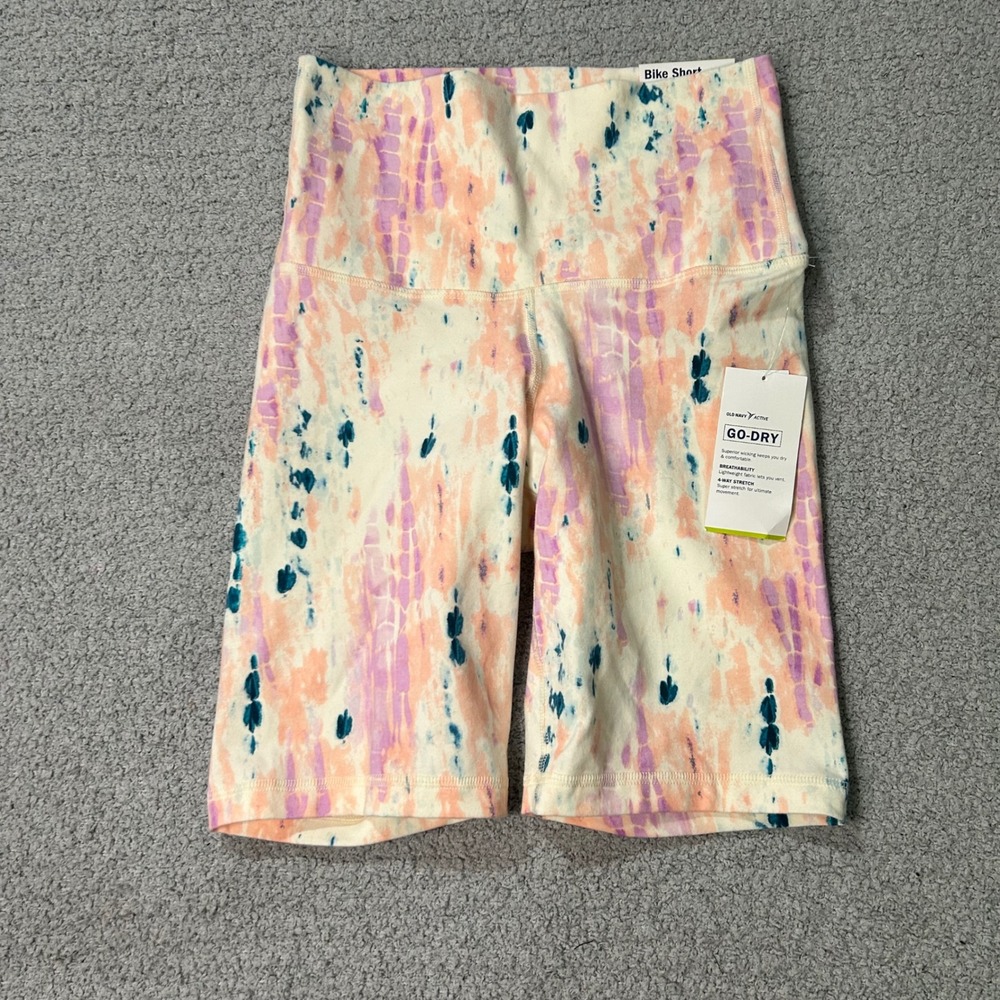 Old Navy Bike Shorts Extra High Rise S Multicolor Tie Dye Go-Dry Activewear